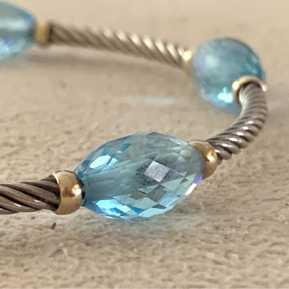 RARE David Yurman bijoux 18k blue topaz station bangle - Picture 4 of 10